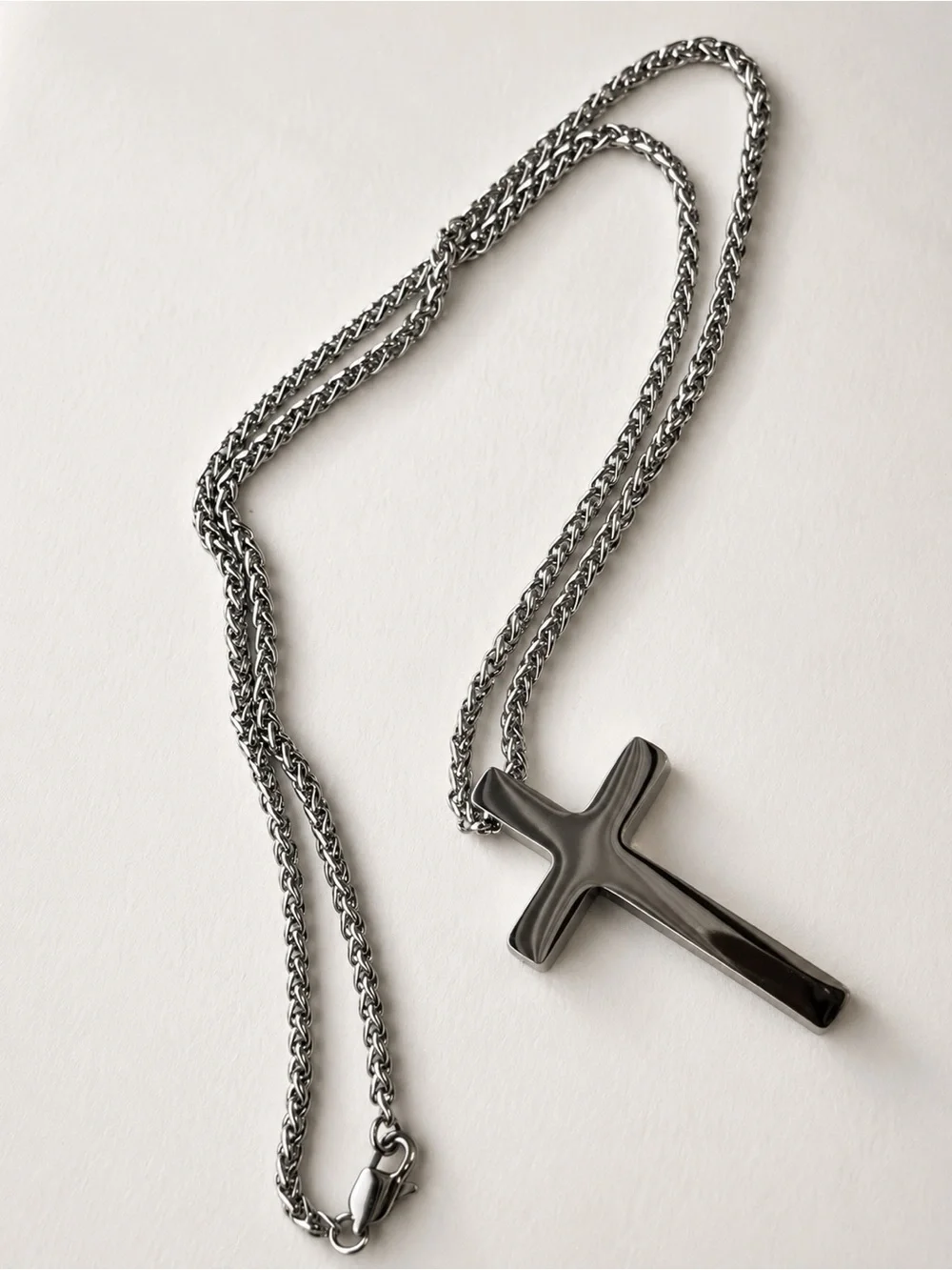 Men's  Stainless Steel Cross Necklace - Modern Pendant 22 Inches